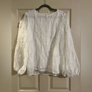 SHEIN white fringe blouse